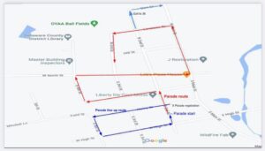 Ostrander parade route map