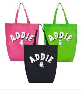 Customized name tote bags with little ghost